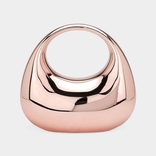 Summer 2024 High Fashion Trending Now- The Rose Gold Acrylic Crescent Bag