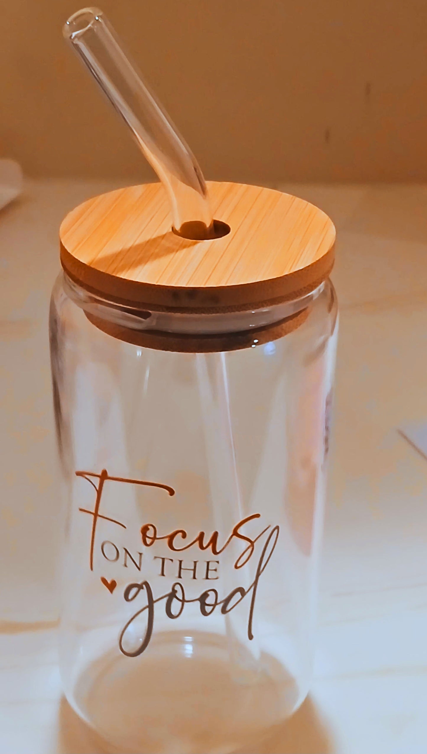Focus On The Good Gold & Gray Glass Tumbler M H W ACCESSORIES LLC Focus On The Good Gold & Gray Glass Tumbler