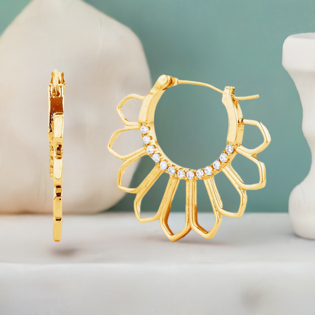 14K GOLD PLATED CZ PAVED EARRINGS for Women - M H W ACCESSORIES LLC