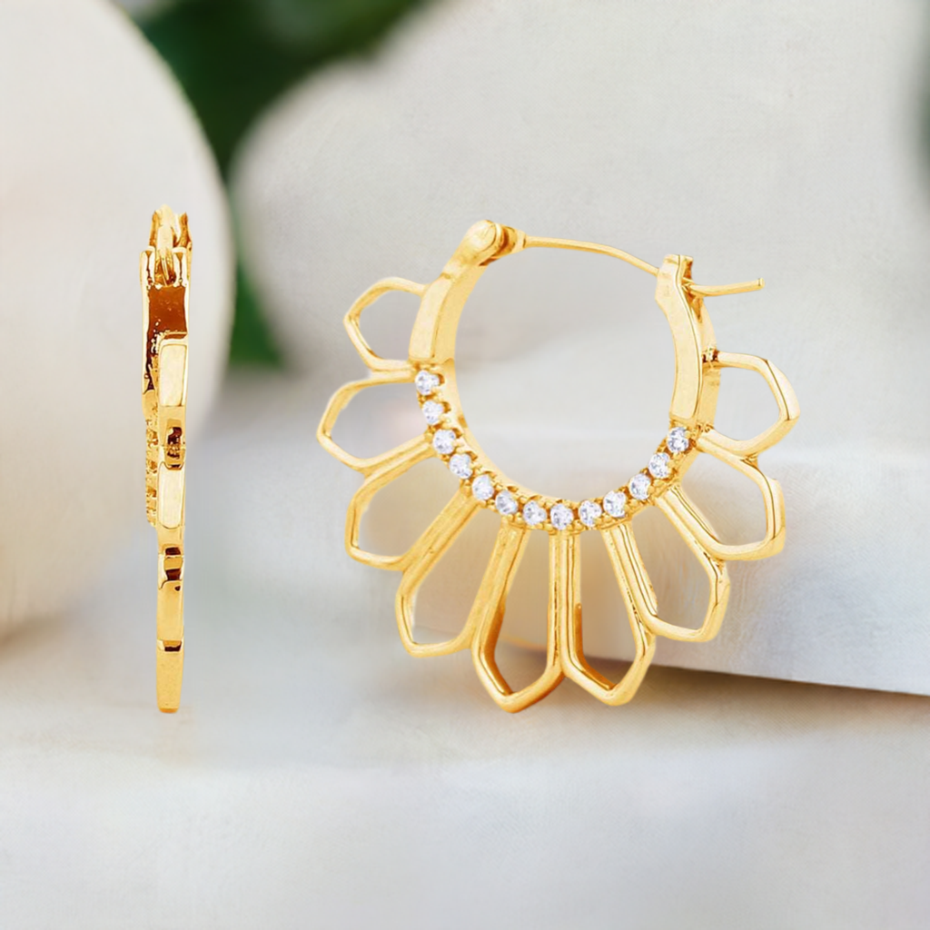 14K GOLD PLATED CZ PAVED EARRINGS for Women - M H W ACCESSORIES LLC