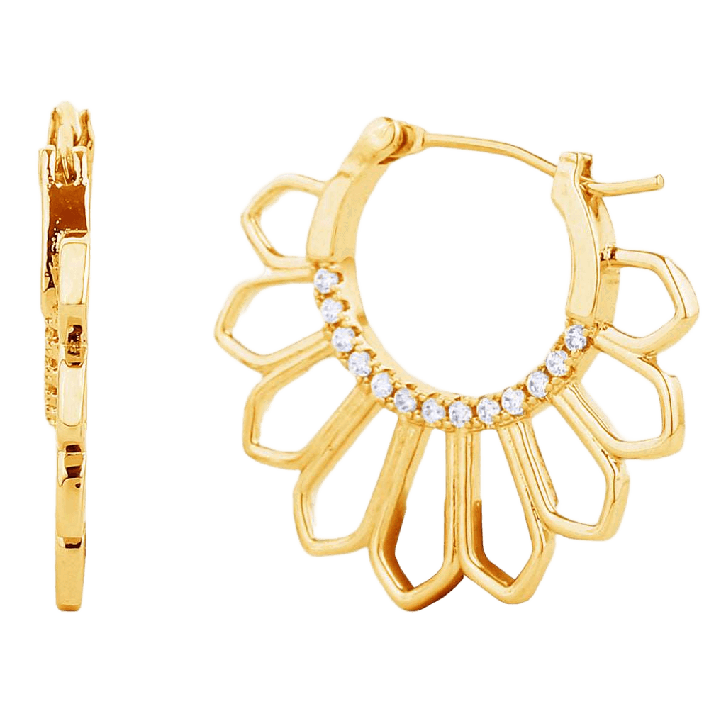 14K GOLD PLATED CZ PAVED EARRINGS for Women - M H W ACCESSORIES LLC