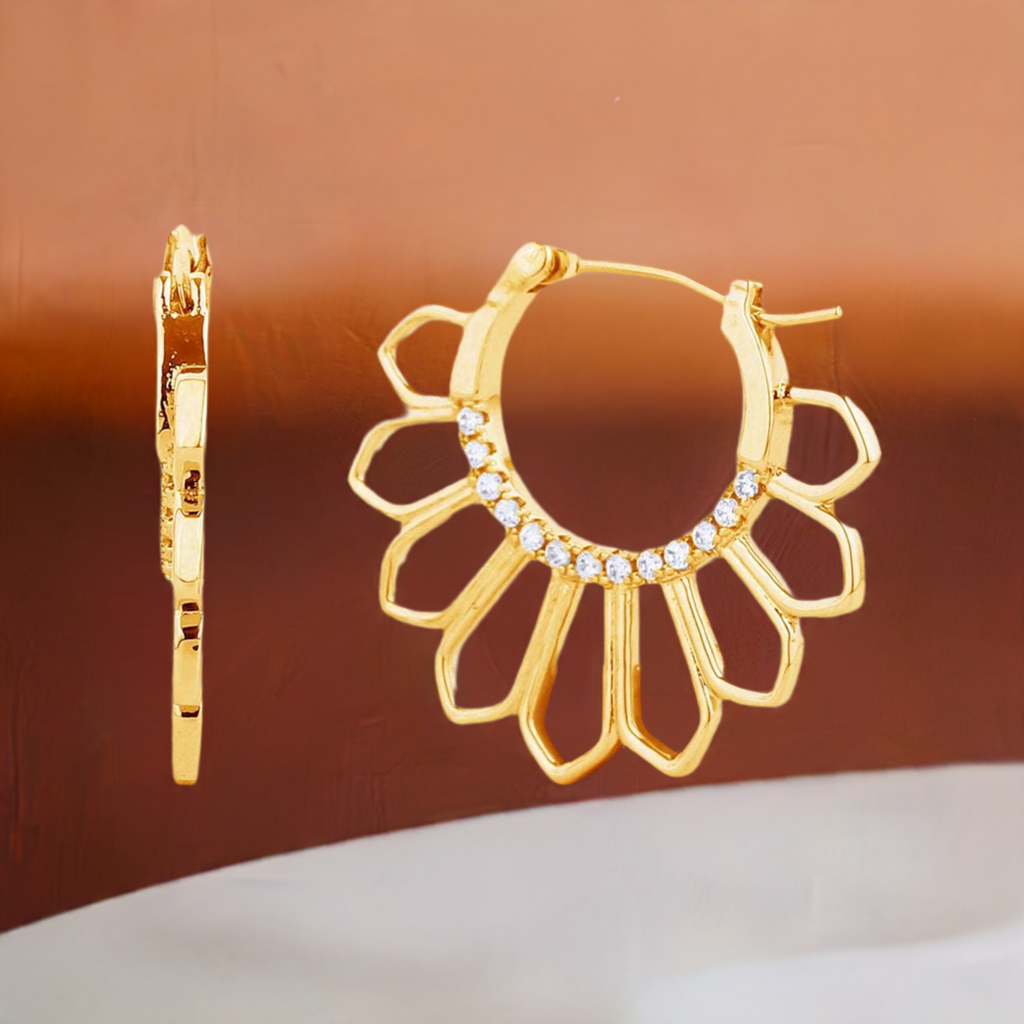 14K GOLD PLATED CZ PAVED EARRINGS for Women - M H W ACCESSORIES LLC