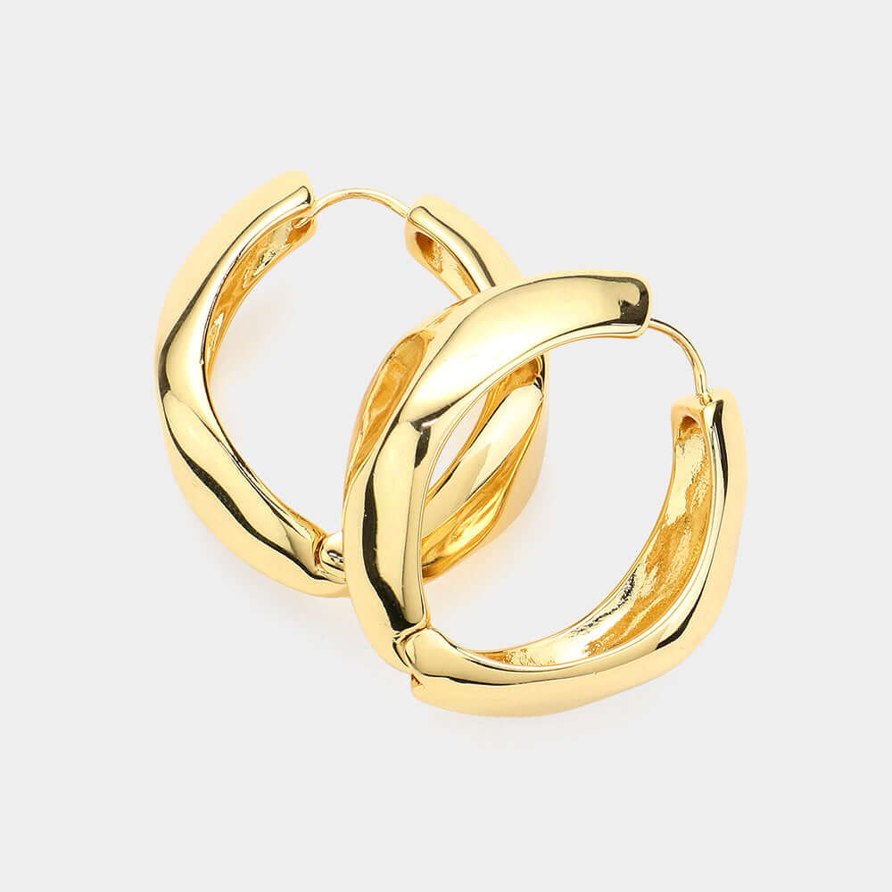 14K Gold Dipped Hypoallergenic Textured Metal Hoop Earrings - M H W ACCESSORIES LLC