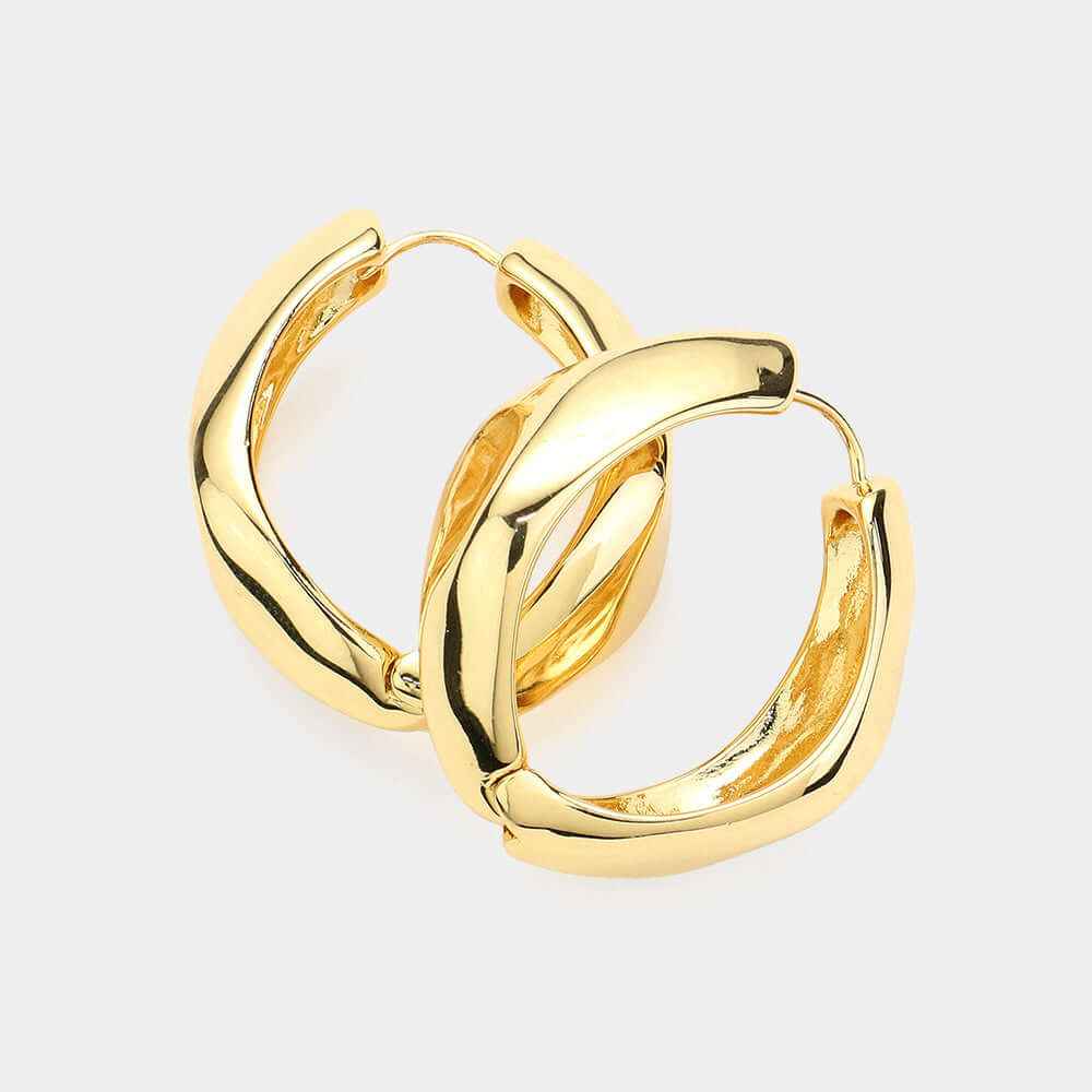 14K Gold Dipped Hypoallergenic Textured Metal Hoop Earrings