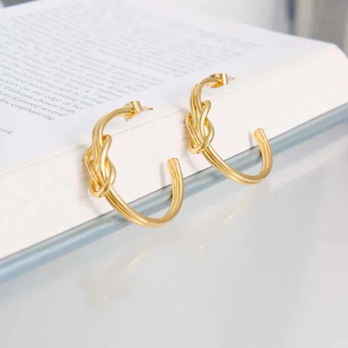 14K Gold Dipped Infinity Knot Hoop Earrings-M H W ACCESSORIES - M H W ACCESSORIES LLC