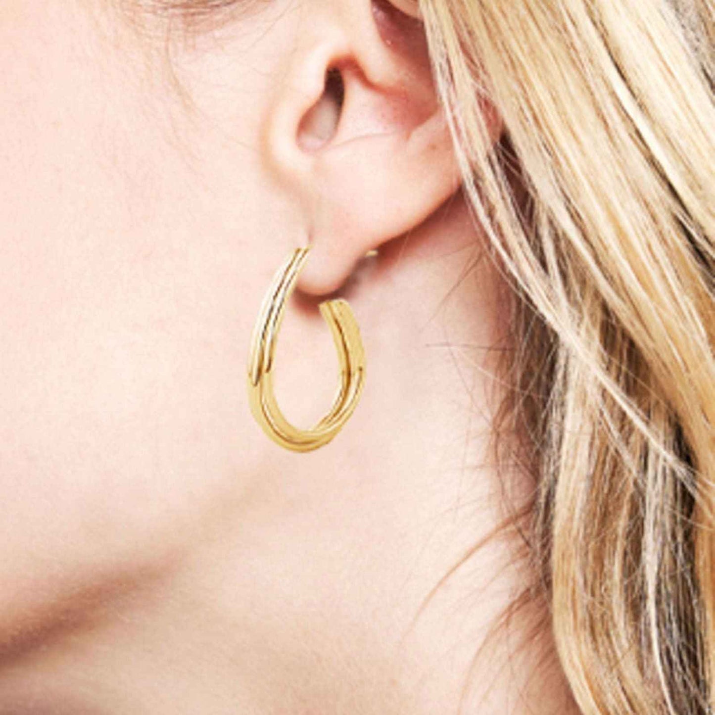 14K Gold Dipped Twist Hoop Earrings for Women