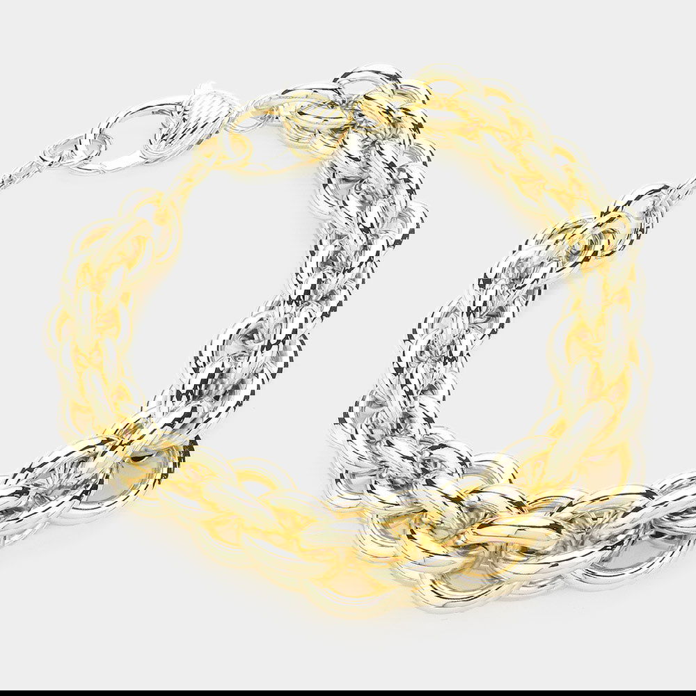 14K Gold Plated Chunky Chain Bracelet - M H W ACCESSORIES LLC