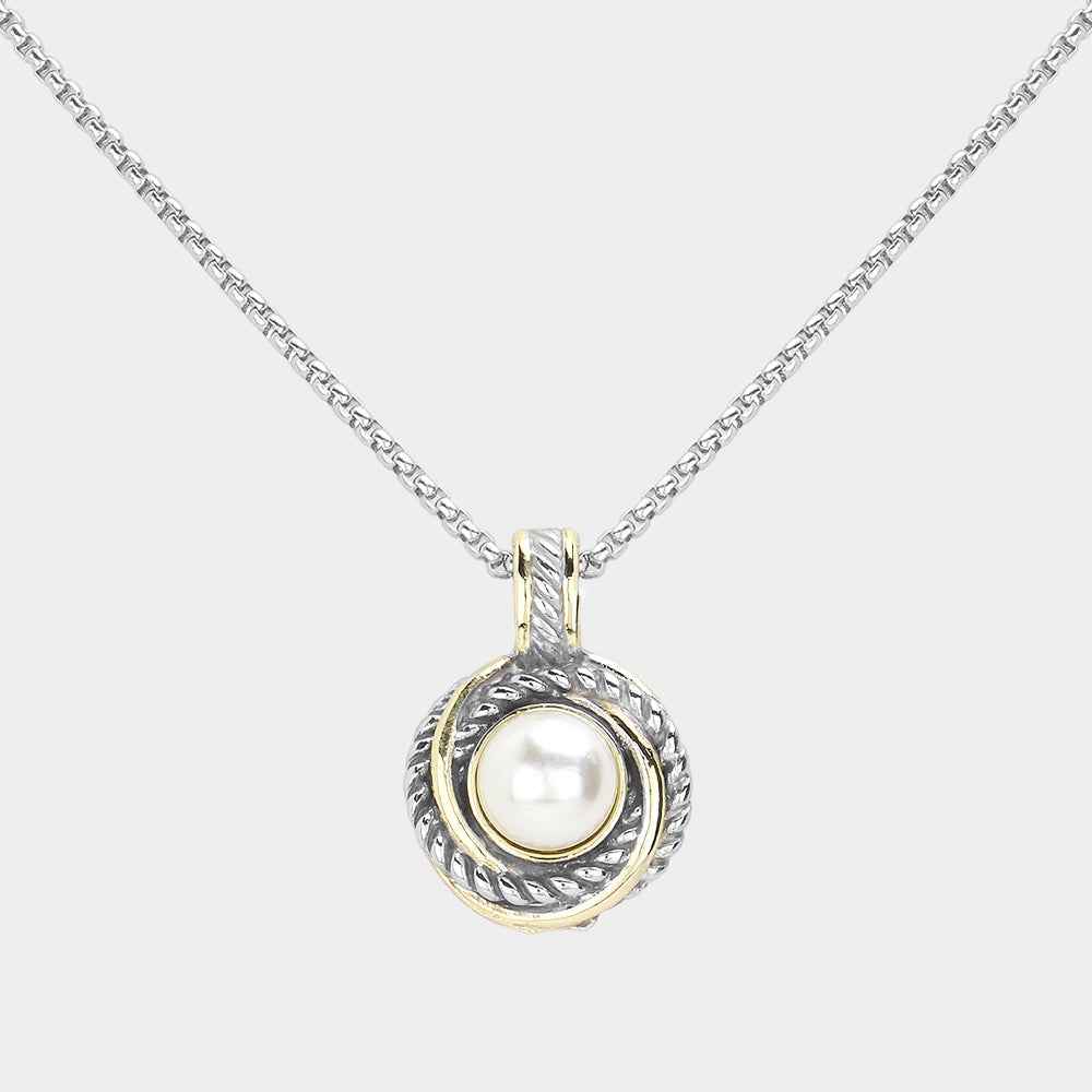 14K Gold Plated Pearl Pendant Necklace for Women