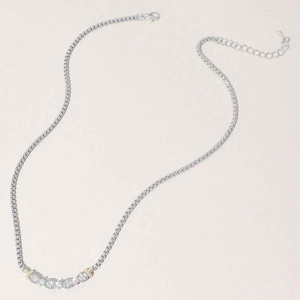 14K Gold Plated Two Tone CZ Stone Paved Necklace