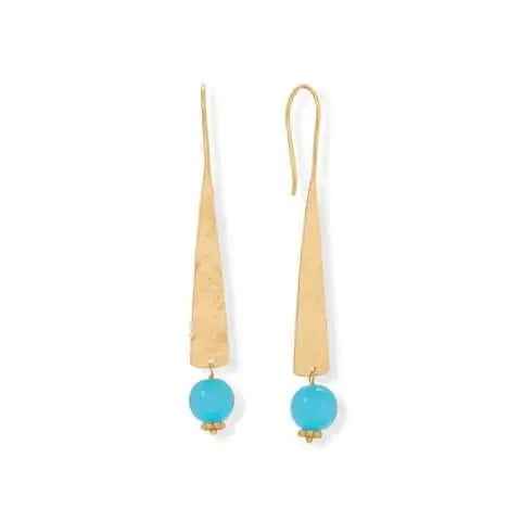 14 Karat Gold Plated Aqua Chalcedony Earrings- M H W ACCESSORIES