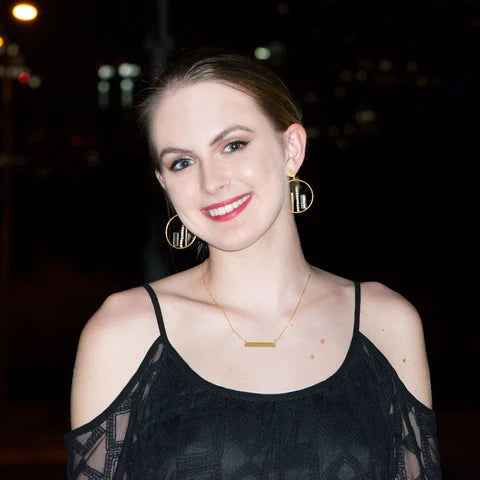 14 Karat Gold Plated Bar Engravable Necklace 16" + 2" extension for Women