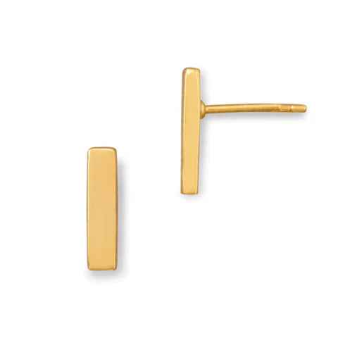 14 Karat Gold Plated Bar Stud Earrings-M H W ACCESSORIES