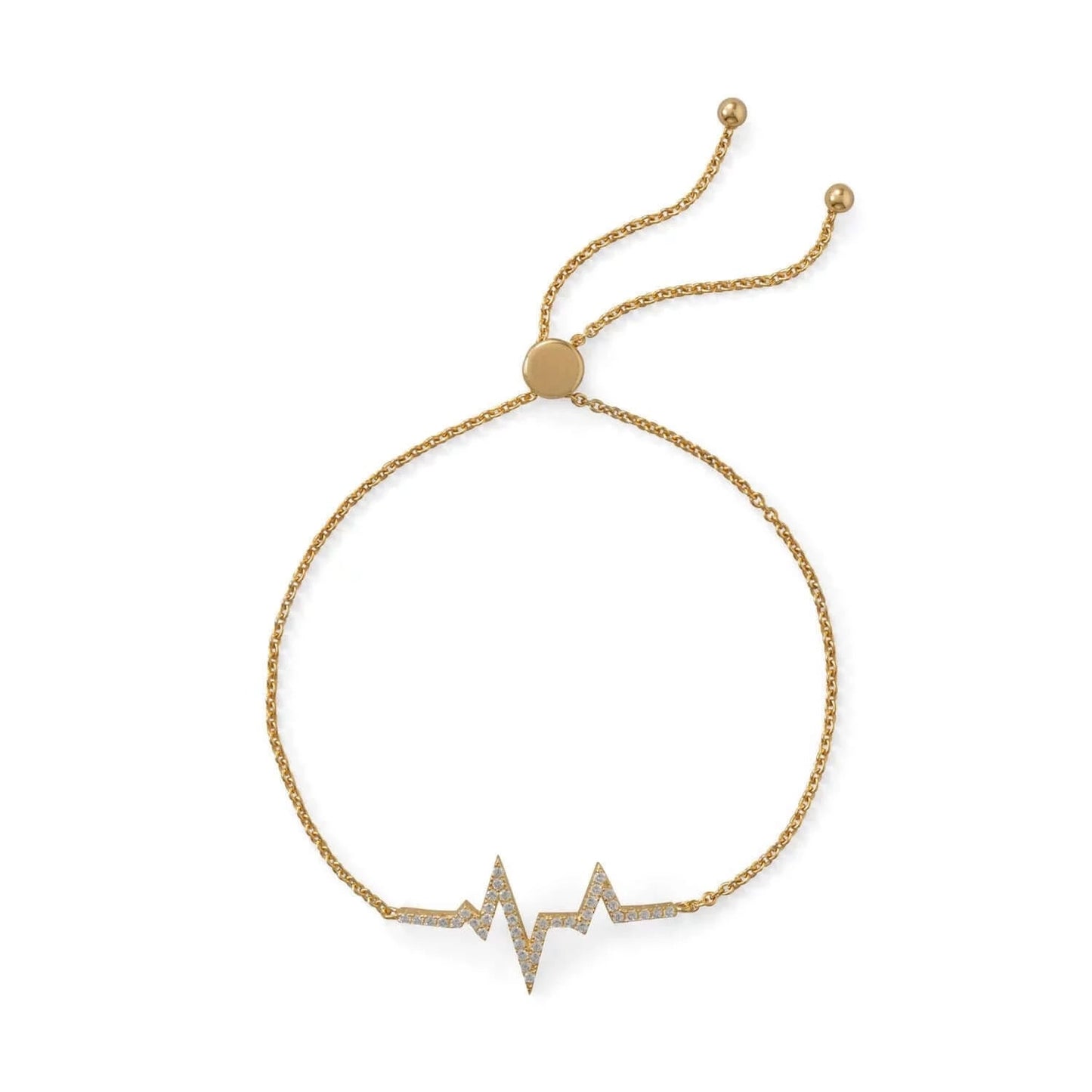 14 Karat Gold Plated Sterling Silver Heartbeat Bolo Bracelet-M H W ACCESSORIES - M H W ACCESSORIES LLC