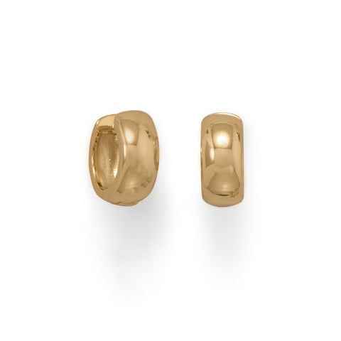 14 Karat Gold Plated Sterling Silver Wide Huggie Hoop Earrings