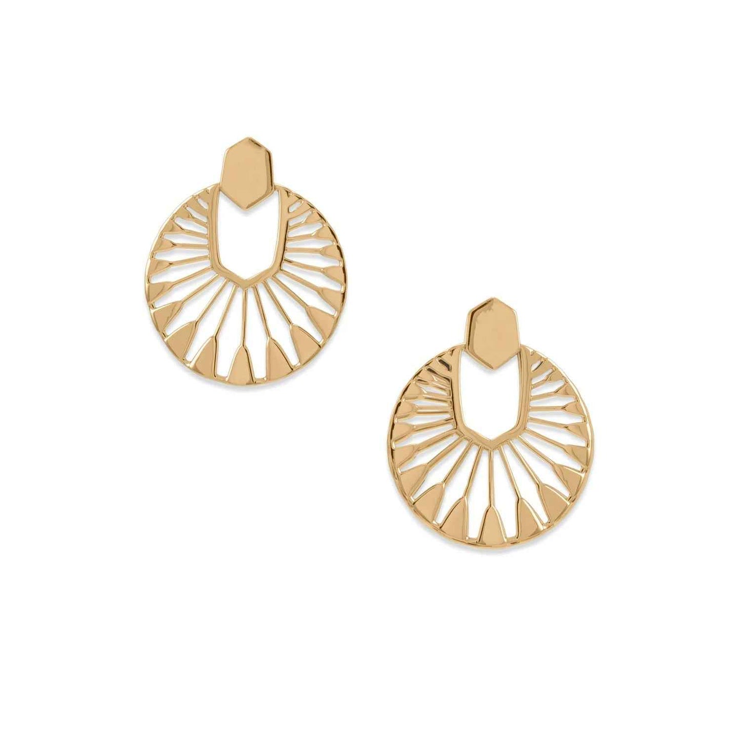 14 Karat Gold Plated Sun Dial Design Earrings for Women