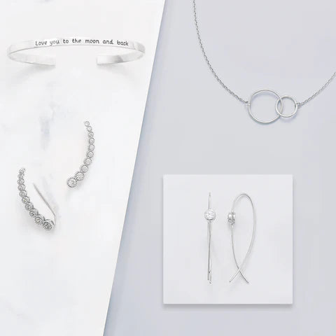 16" + 2" Rhodium Plated Circle Link Necklace - M H W ACCESSORIES LLC