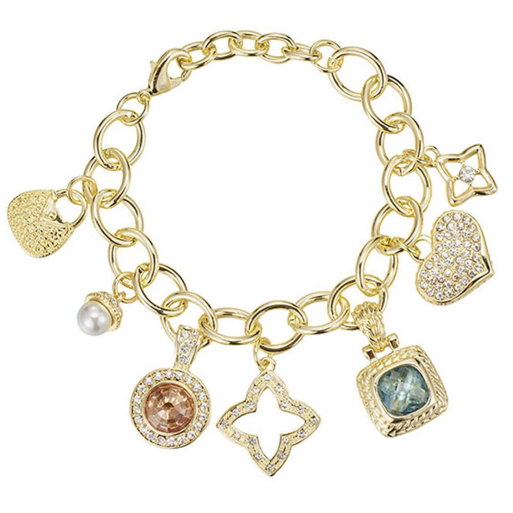 Gold Dipped Multi Charm Station Bracelet M H W ACCESSORIES LLC Gold Dipped Multi Charm Station Bracelet