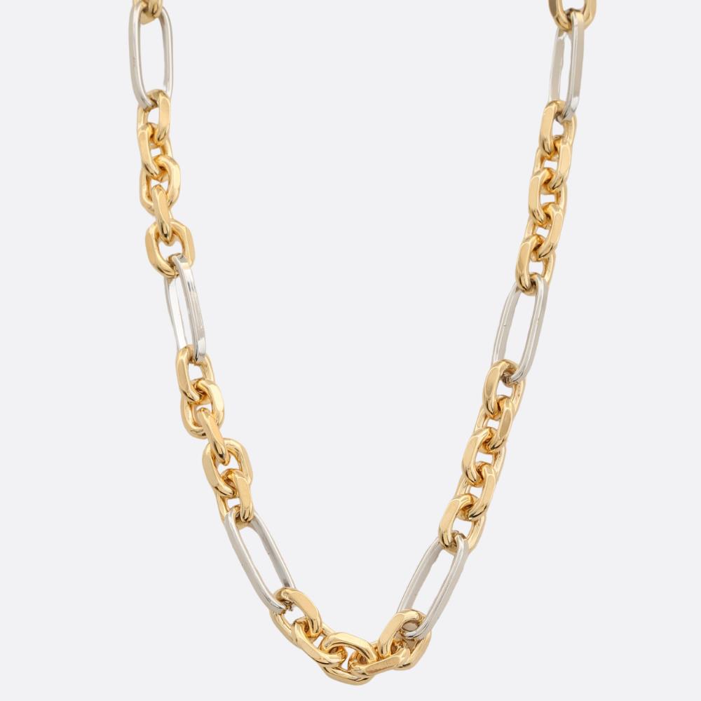 WOMEN'S CIRCLE OVAL TWO TONE GOLD DIPPED NECKLACE