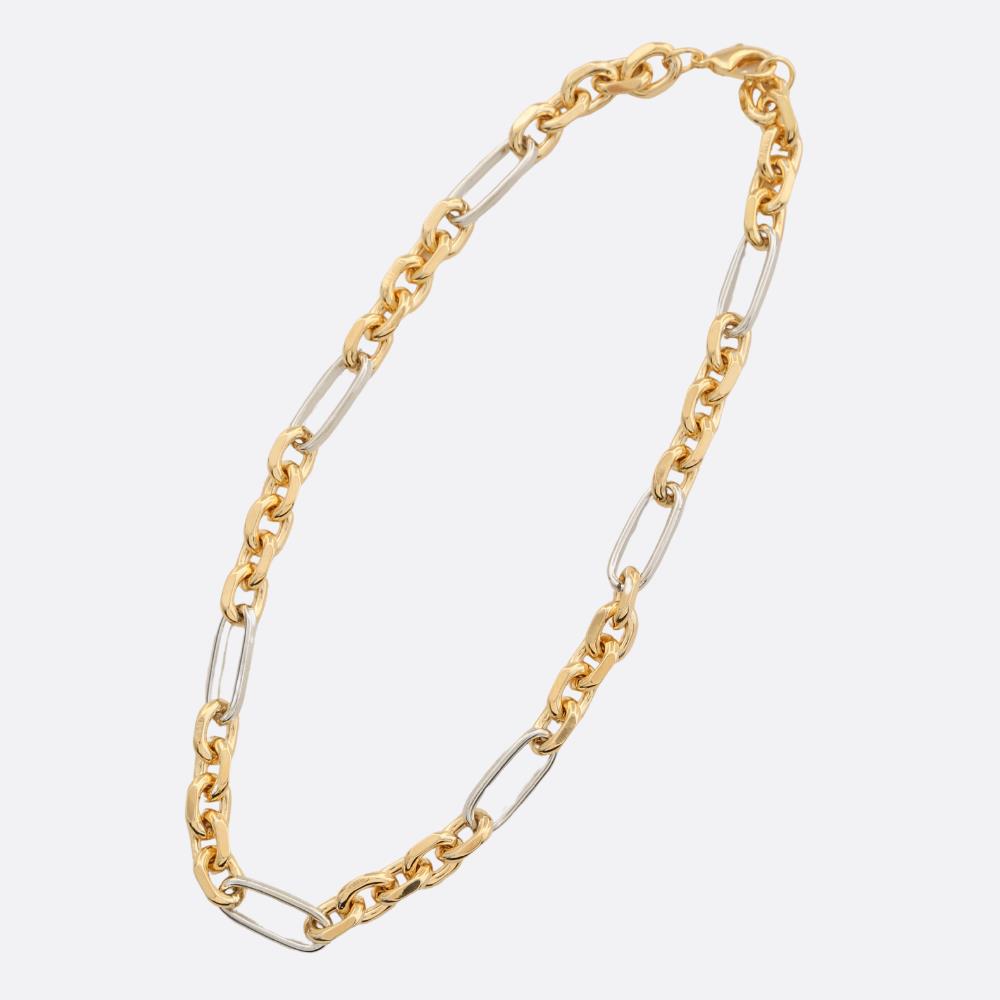 WOMEN'S CIRCLE OVAL TWO TONE GOLD DIPPED NECKLACE