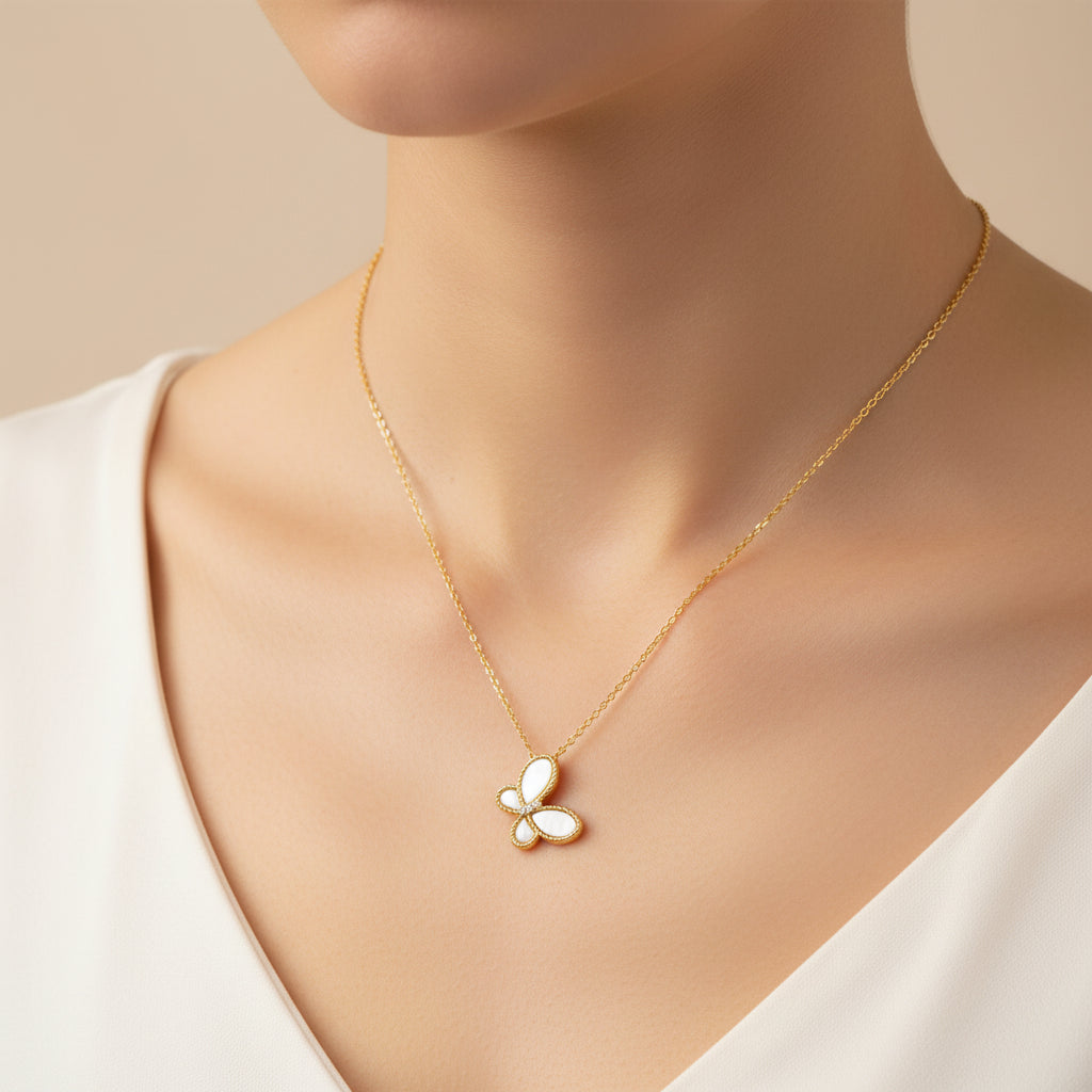 Mother of Pearl Butterfly Rope Necklace M H W ACCESSORIES LLC Mother of Pearl Butterfly Rope Necklace