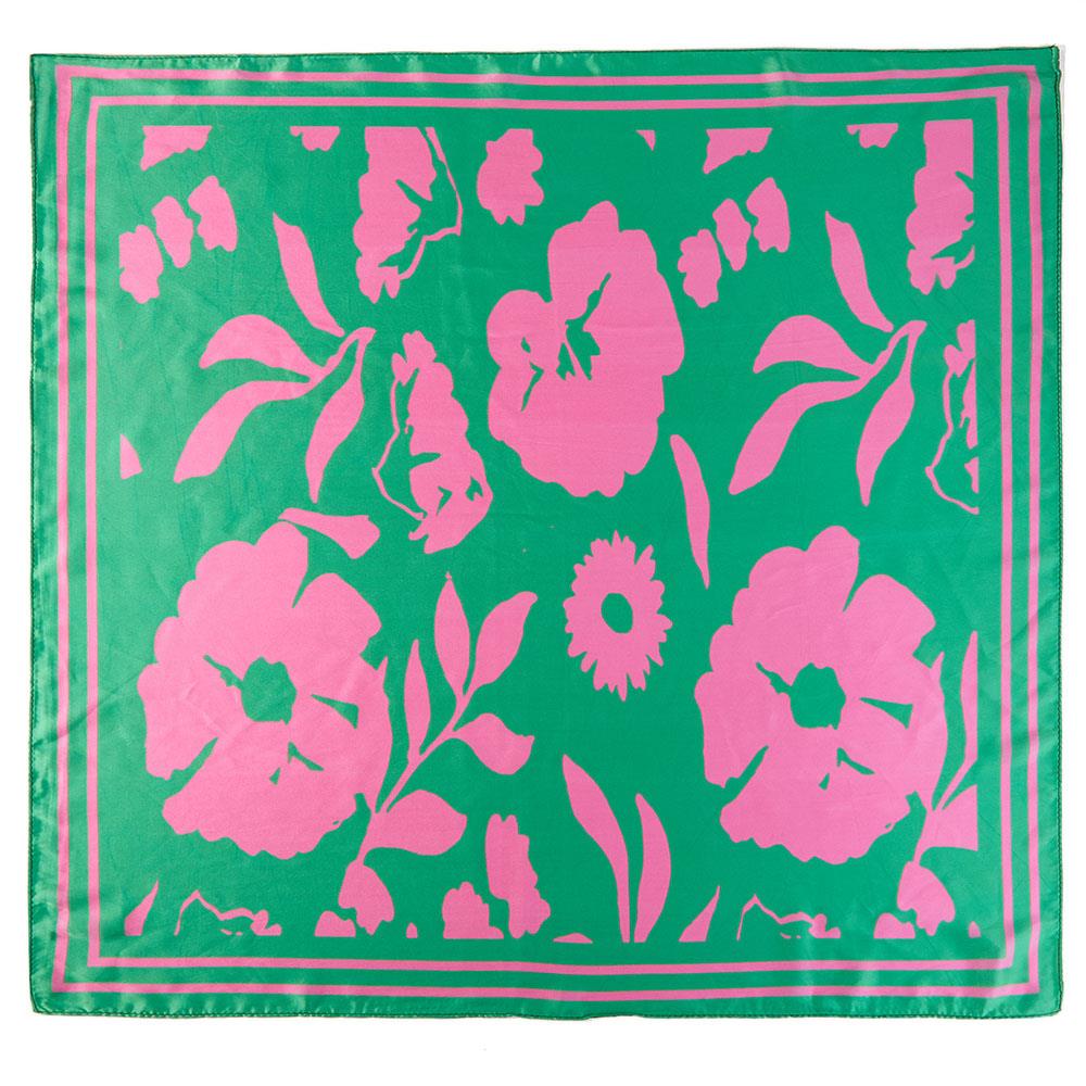 PINK & GREEN FLORAL PRINT BANDANA M H W ACCESSORIES LLC PINK & GREEN FLORAL PRINT BANDANA