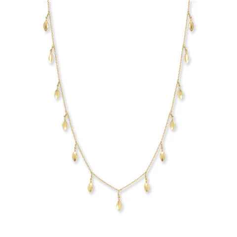 26" + 1" + 1" 14 Karat Gold Plated Dancing Leaf Necklace