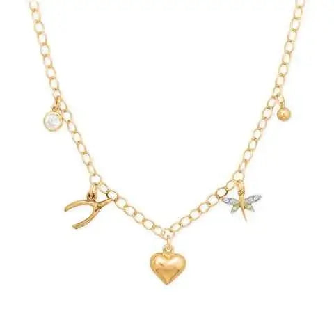 Golden Luck! 18" 14 Karat Gold Plated Charm Necklace