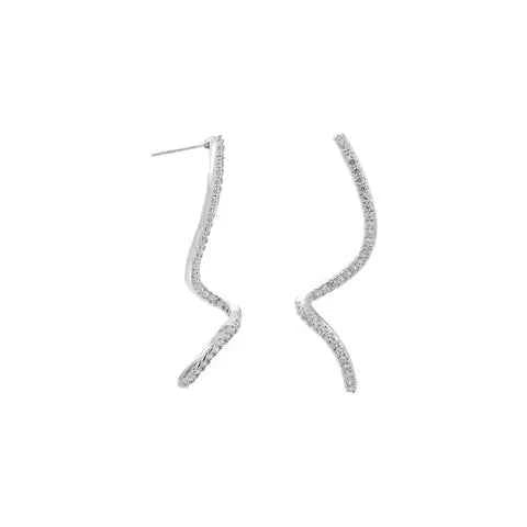 Sterling Silver Spiral CZ Post Earrings-M H W ACCESSORIES