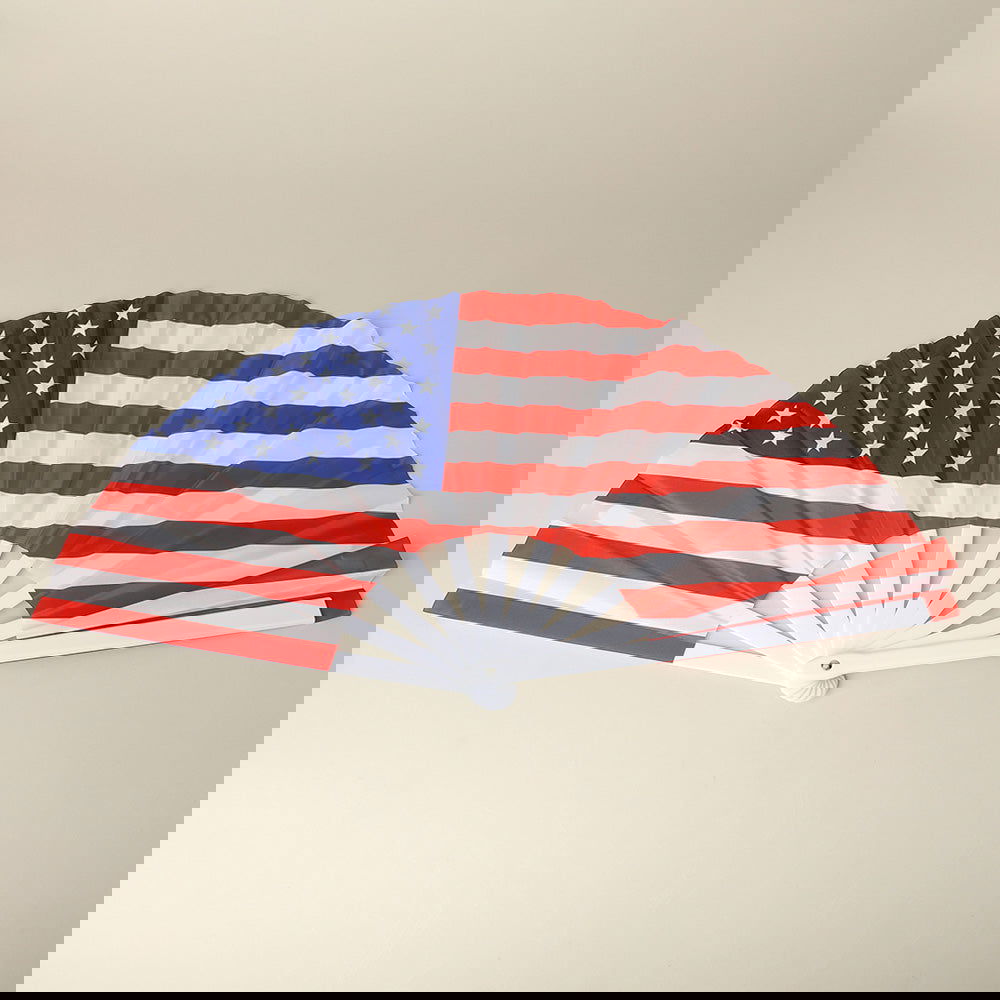 American USA Flag Printed Folding Line Dance Hand Fan - M H W ACCESSORIES LLC