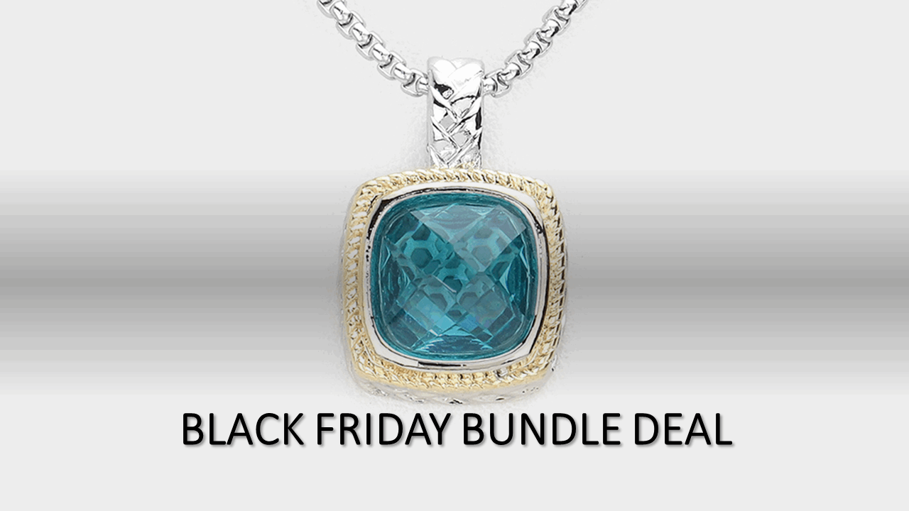 Aqua Square CZ Pendant Necklace- M H W ACCESSORIES - M H W ACCESSORIES LLC
