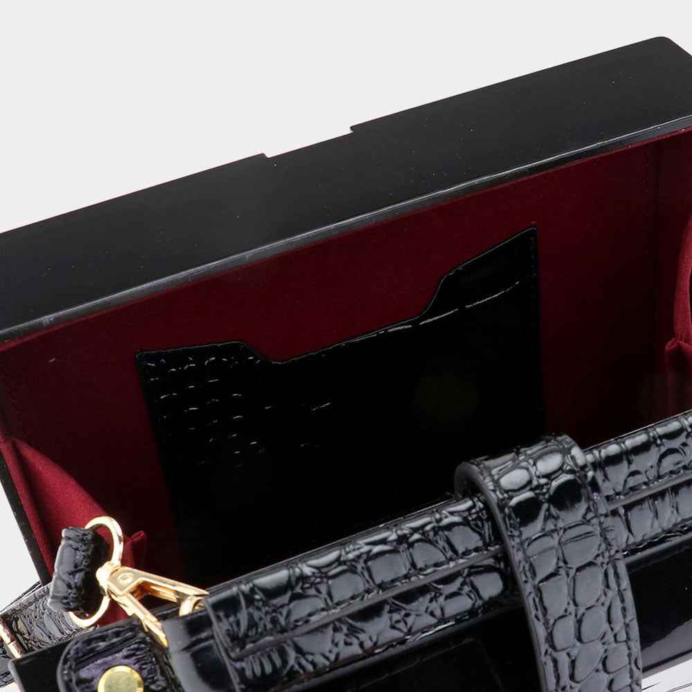 Black Acrylic Piano Shape Hand Bag / Crossbody Bag
