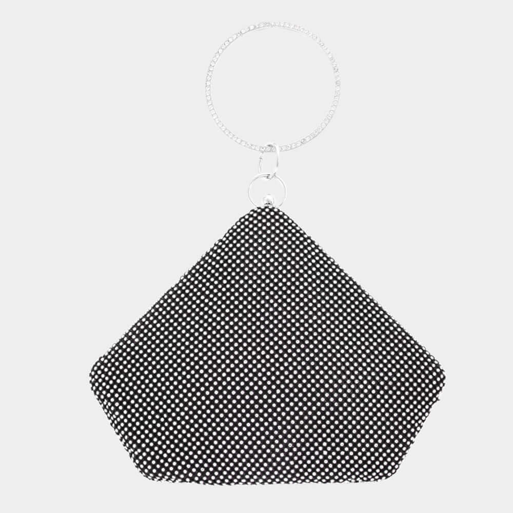 Black Bling Angled Evening Tote / Crossbody Bag - M H W ACCESSORIES LLC