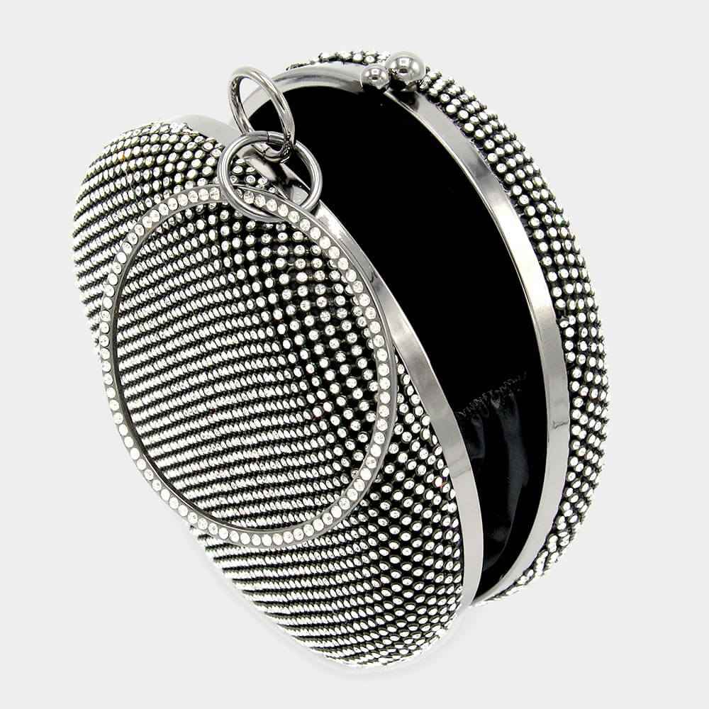 Black Bling Round Evening Tote / Crossbody Bag