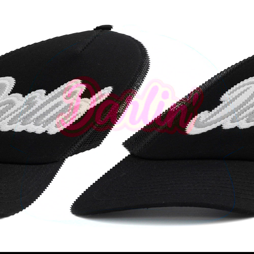 Black DARLIN Message Mesh Back Baseball Cap - M H W ACCESSORIES LLC