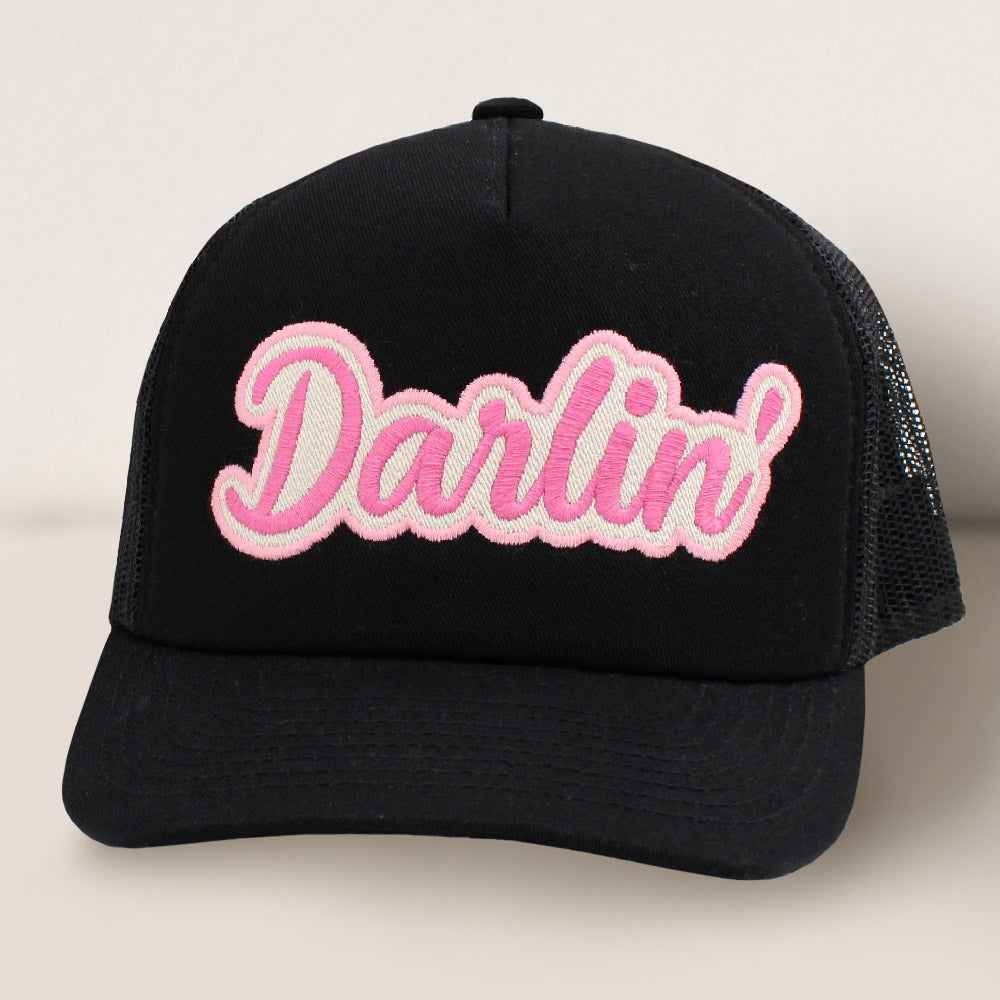Black DARLIN Message Mesh Back Baseball Cap