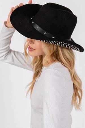 Black Studded Brim Cowboy Hat
