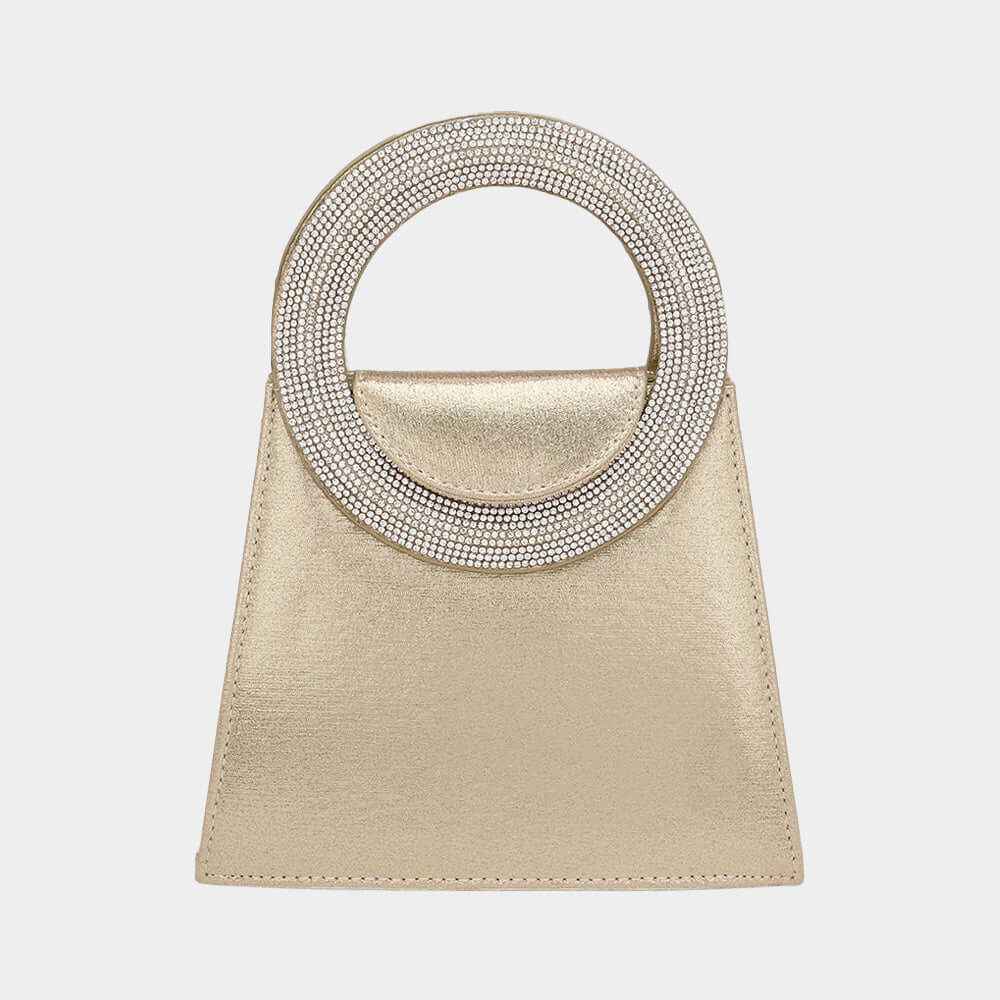 Bling Studded Round Top Handle Mini Evening Bag / Crossbody Bag