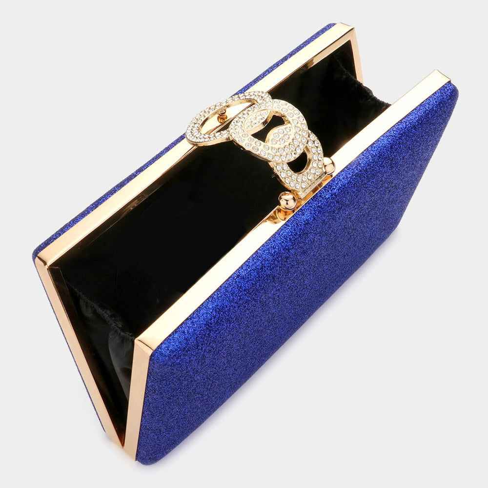 Blue Shimmery Evening Clutch / Crossbody Bag M H W ACCESSORIES LLC Blue Shimmery Evening Clutch / Crossbody Bag