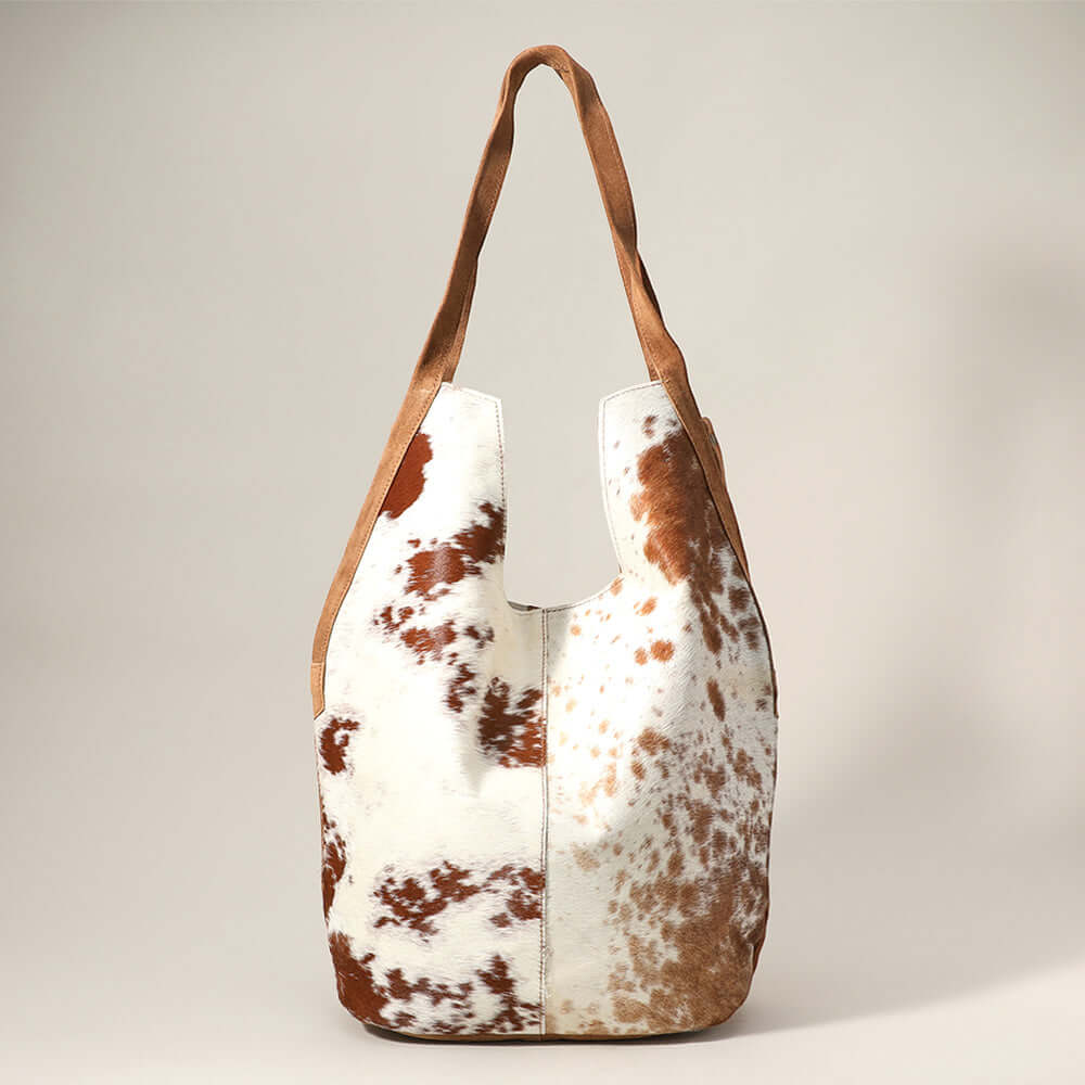 Brown Animal Patterned Genuine Fur Calf Hobo Bag / Shoulder Bag - M H W ACCESSORIES LLC