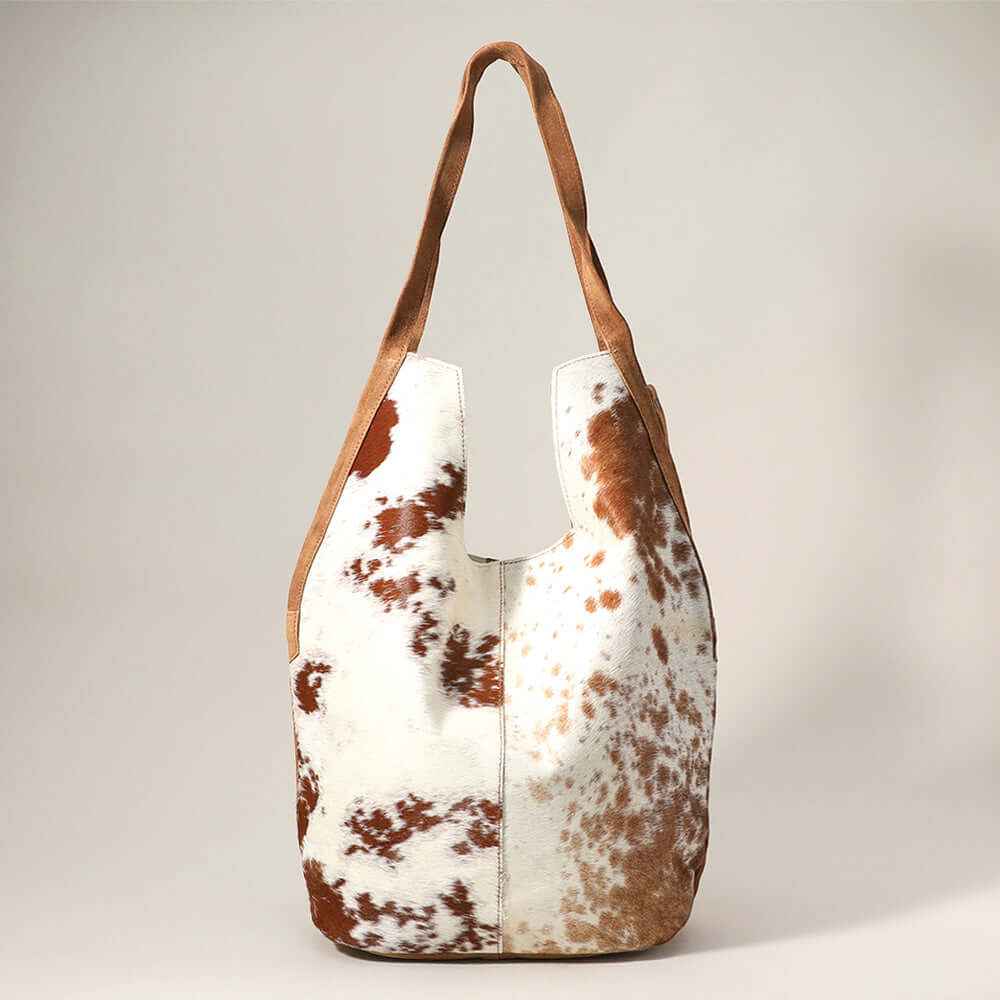 Brown Animal Patterned Genuine Fur Calf Hobo Bag / Shoulder Bag