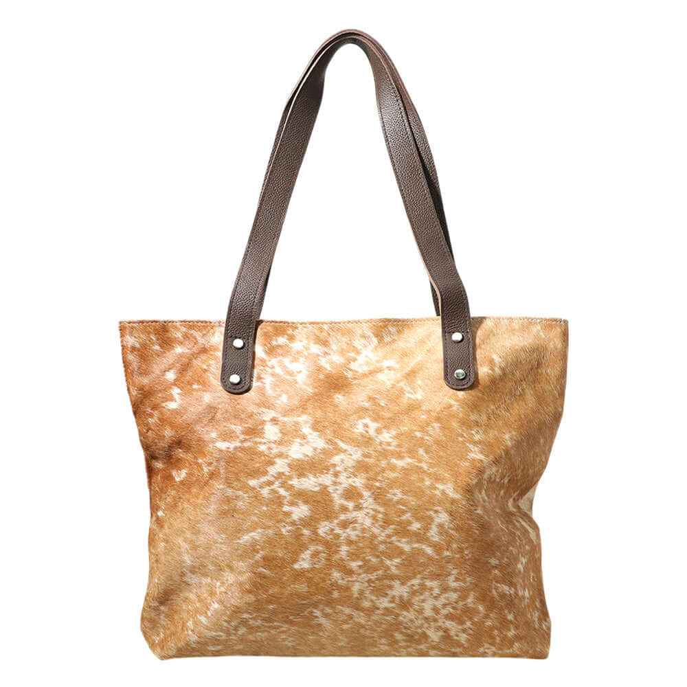 Brown Animal Patterned Genuine Fur Calf Tote Bag / Shoulder Bag