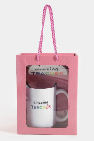 Amazing Teacher 15 Oz Mug With Matching Coaster Gift Set