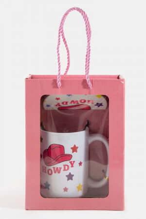 Howdy Western Cowboy Hat 15 Oz Mug With Matching Coaster Gift Set