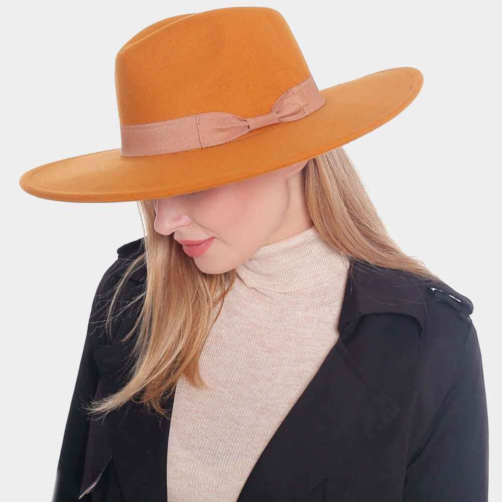 Camel Bow Band Pointed Solid Panama Hat