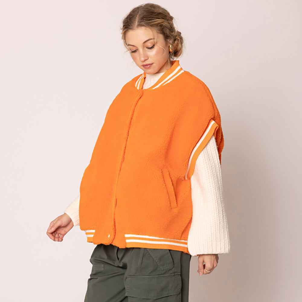 College Game Day Sherpa Vest Orange & Ivory