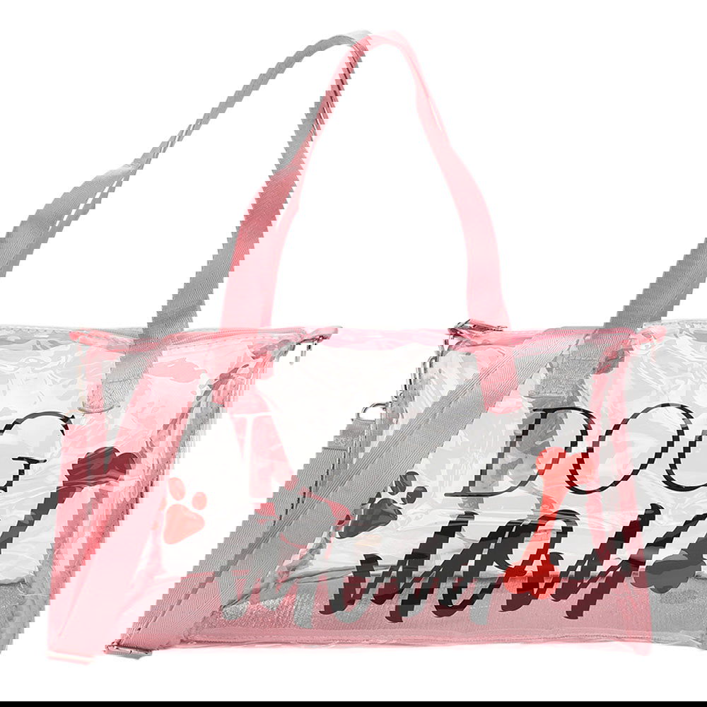 DOG MOM Message Printed Transparent Boston Bag / Crossbody Bag - M H W ACCESSORIES LLC