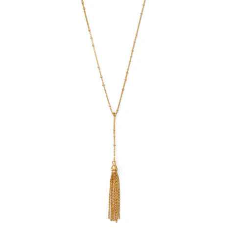 Darling Drop! 18"+2 14 Karat Gold Plated Tassel Necklace