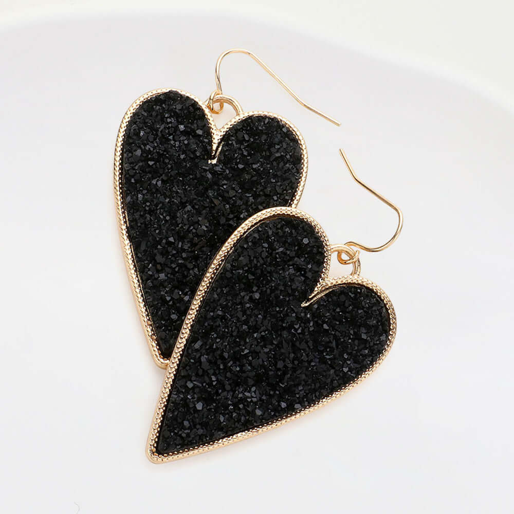 Dazzling Heart Druzy Dangle Earrings - M H W ACCESSORIES LLC