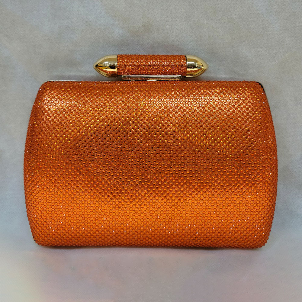 ORANGE RHINESTONE EVENING CLUTCH BAG