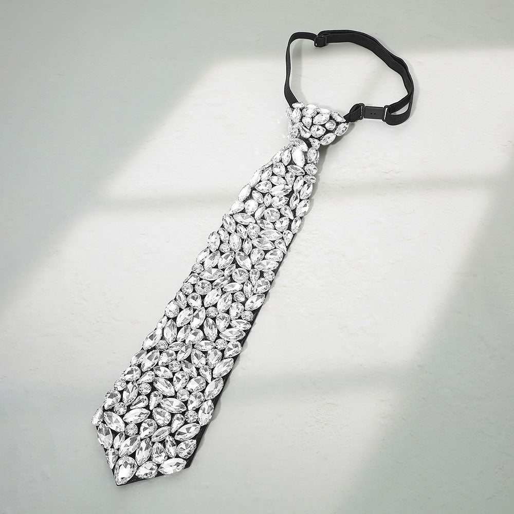 Marquise Teardrop Glass Stone Embellished Adjustable Tie Necklace M H W ACCESSORIES LLC Marquise Teardrop Glass Stone Embellished Adjustable Tie Necklace